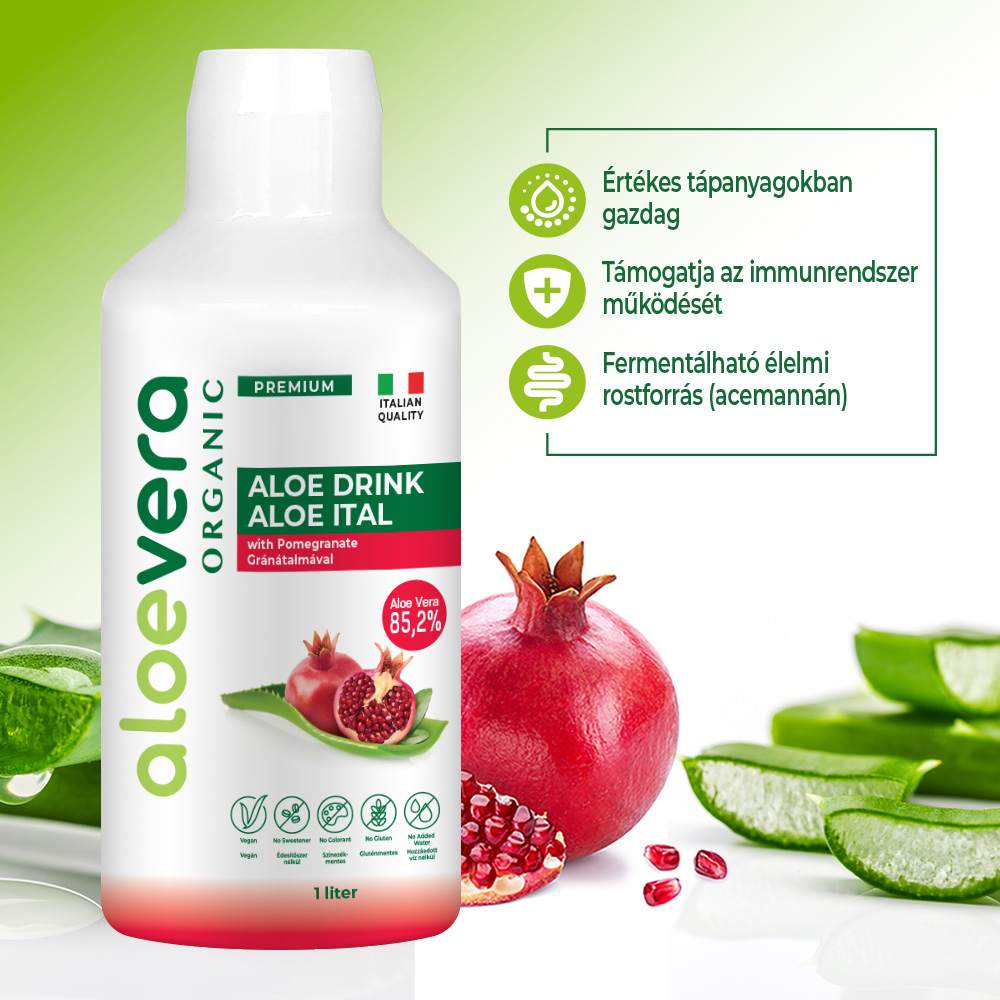 Aloe Vera Organic Prémium Ital gránátalmával 1000ml