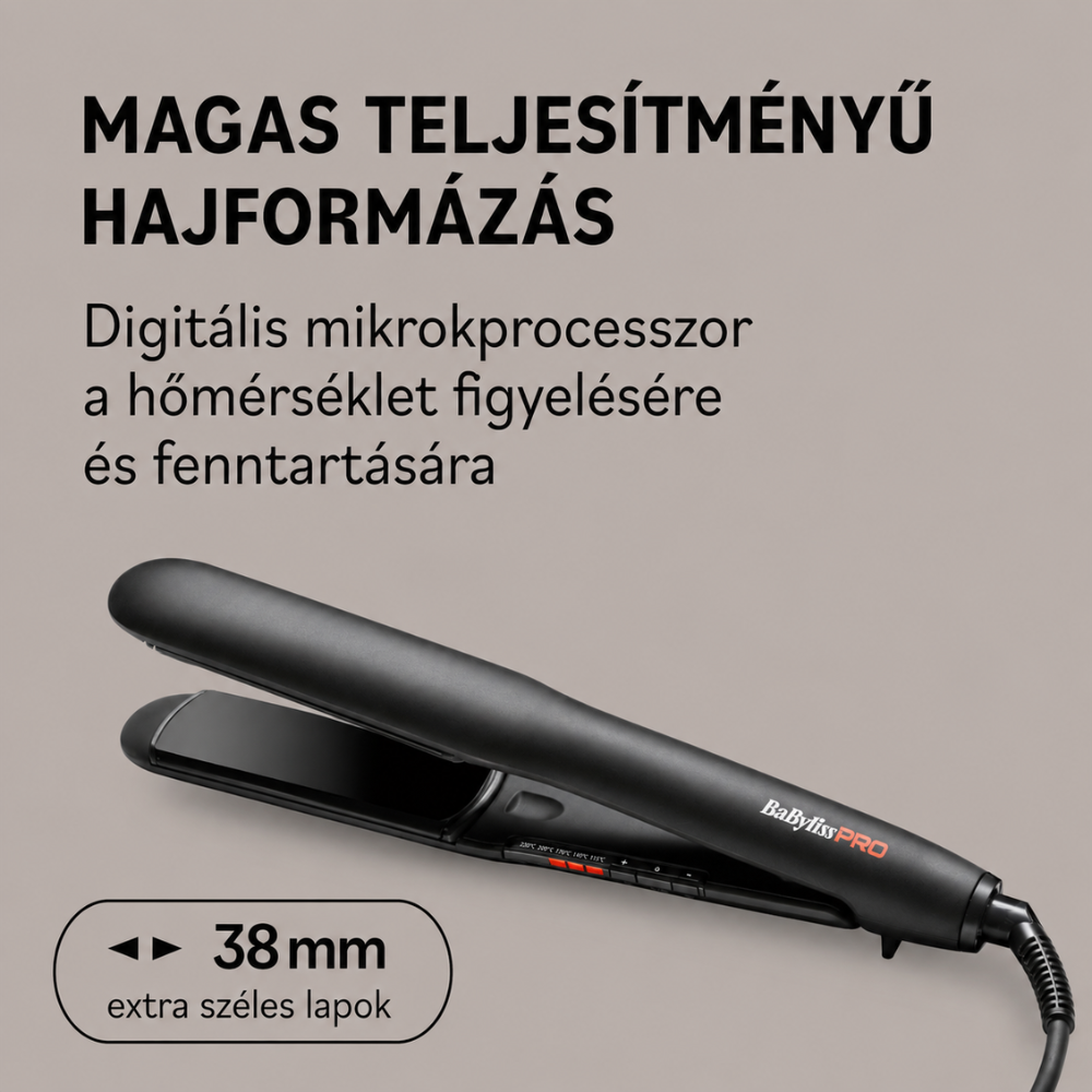 BaBylissPRO Styler széles 38mm professzionális hajvasaló és hajformázó