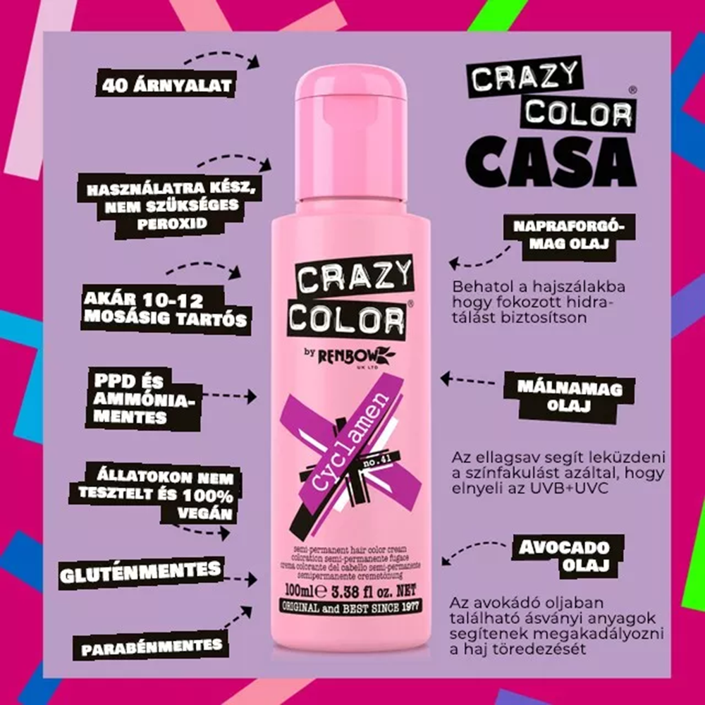Crazy Color hajszínező 100ml No.41 - Cyclamen