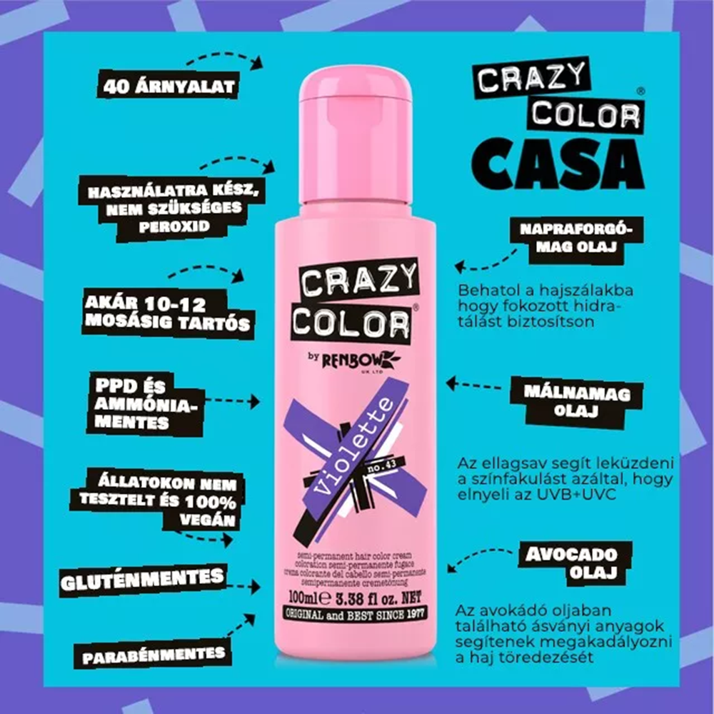 Crazy Color hajszínező 100ml No.43 - Violette