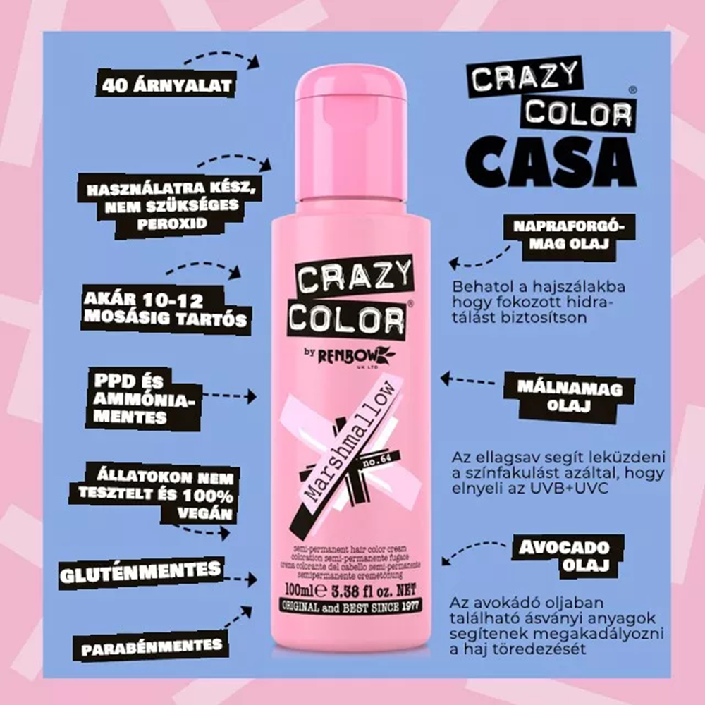 Crazy Color hajszínező 100ml No.64 - Marshmallow