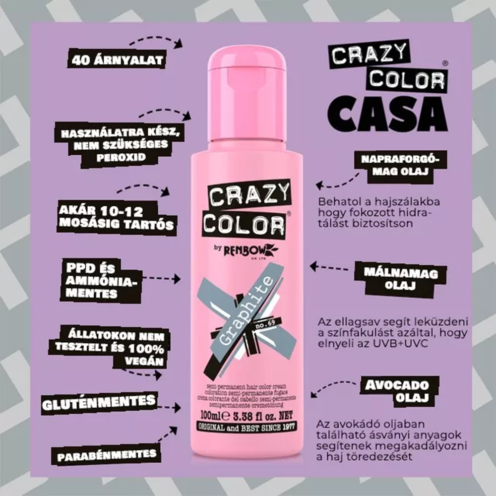 Crazy Color hajszínező 100ml No.69 - Graphite