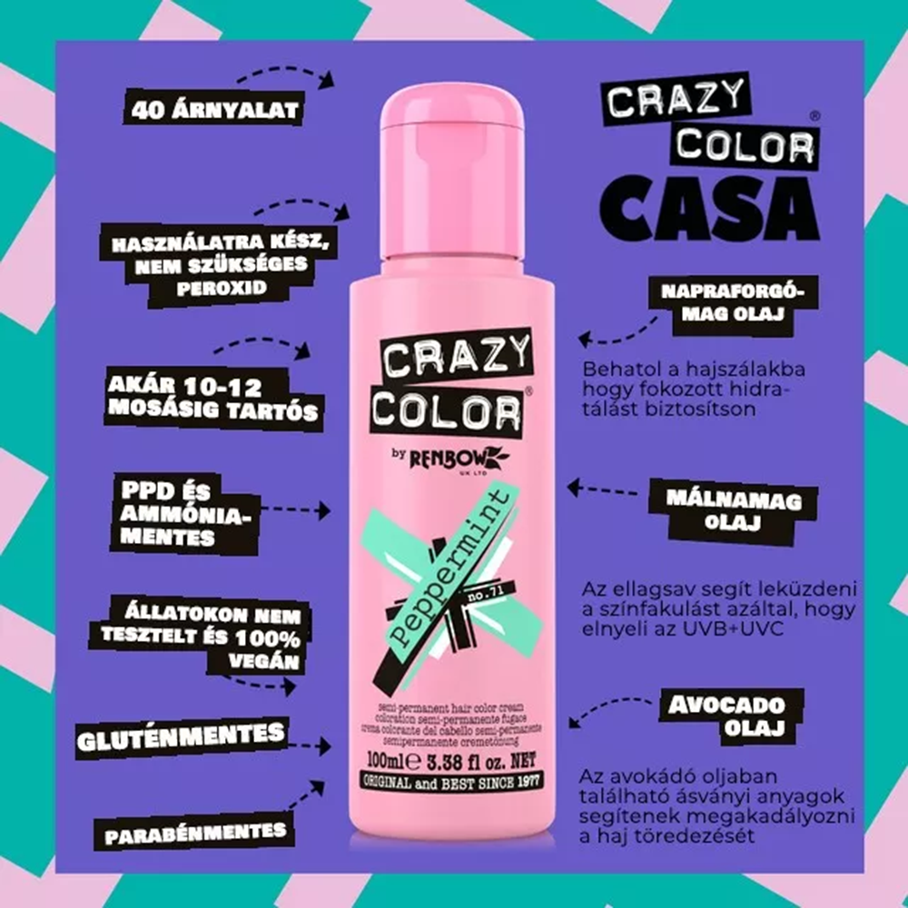 Crazy Color hajszínező 100ml No.71 - Peppermint