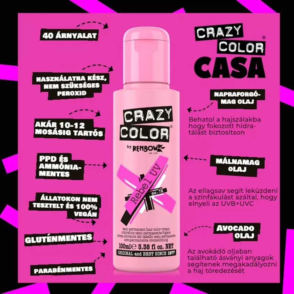 Crazy Color hajszínező 100ml No.78 - Rebel
