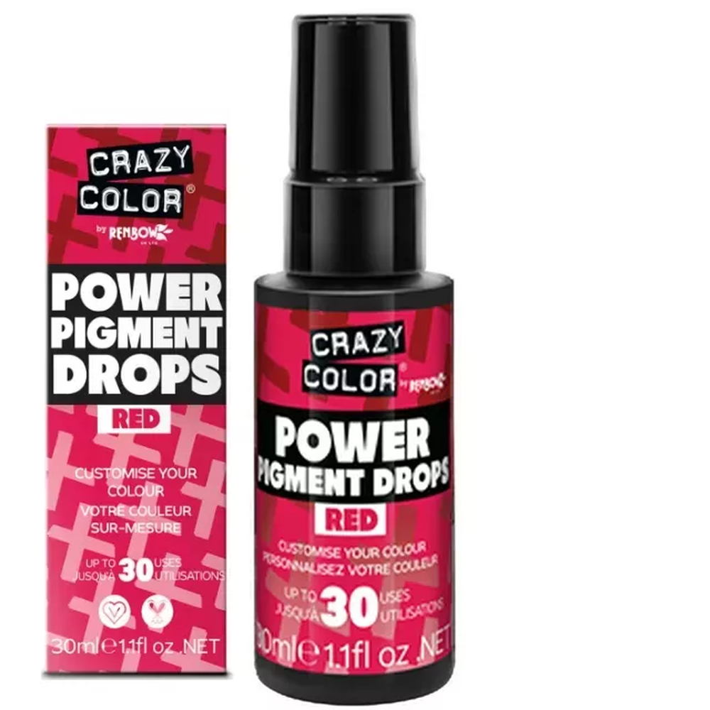 Crazy Color Power Pigment Drops Színpigment Cseppek Red - Vörös 30ml