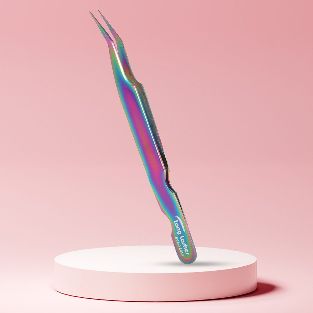 Long Lashes szempilla csipesz enyhén hajlított- multicolor, 12cm