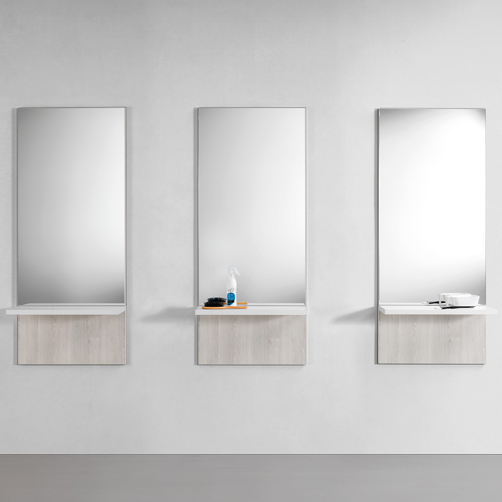 Tükör fal fehér vörösfenyő polccal