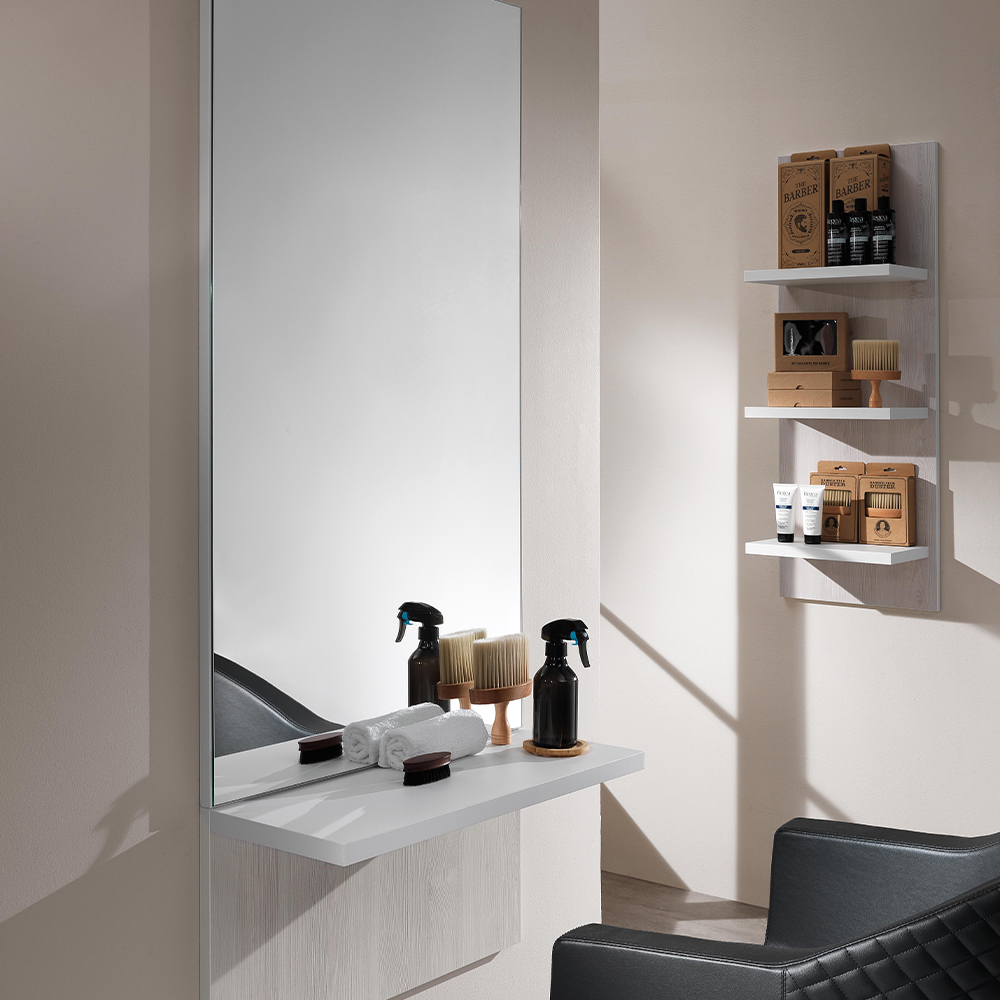 Tükör fal fehér vörösfenyő polccal