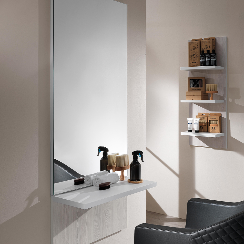 Tükör fal fehér vörösfenyő polccal