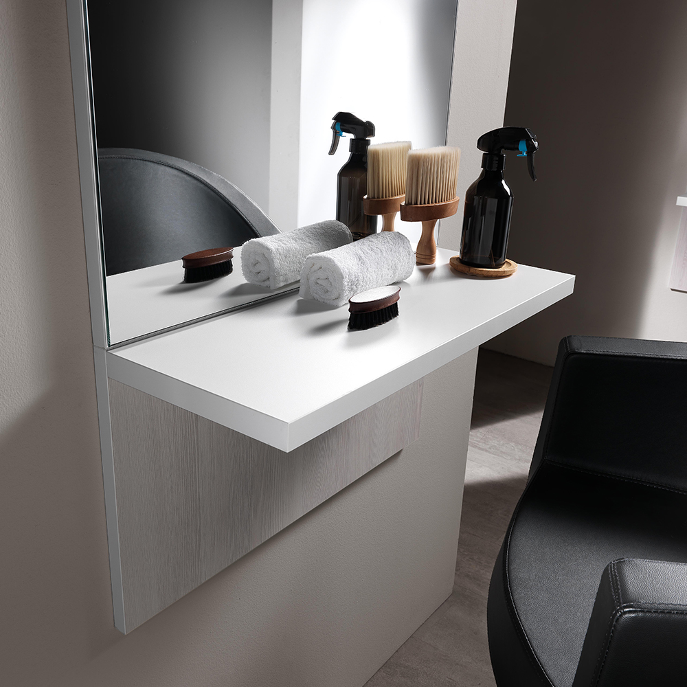 Tükör fal fehér vörösfenyő polccal