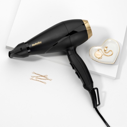 BaByliss Power Pro Hajszárító 2000W, AC motor, fekete-arany kivitel