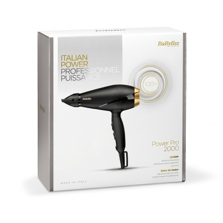 BaByliss Power Pro Hajszárító 2000W, AC motor, fekete-arany kivitel