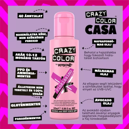 Crazy Color hajszínező 100ml No.42 - Pinkissimo