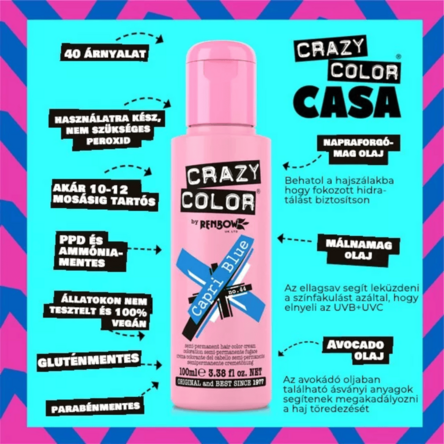 Crazy Color hajszínező 100ml No.44 - Capri Blue