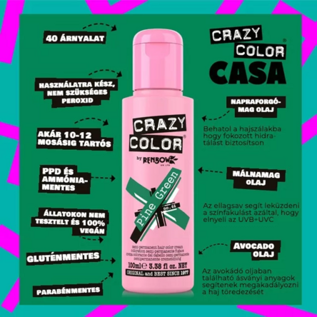 Crazy Color hajszínező 100ml No.46 - Pine Green