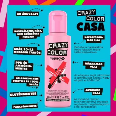 Crazy Color hajszínező 100ml No.56 - Fire