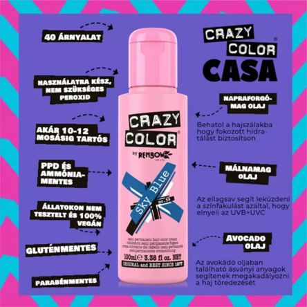 Crazy Color hajszínező 100ml No.59 - Sky Blue