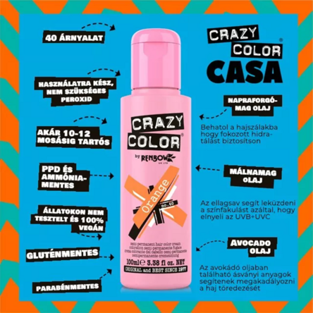 Crazy Color hajszínező 100ml No.60 - Orange