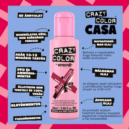 Crazy Color hajszínező 100ml No.66 - Ruby Rouge