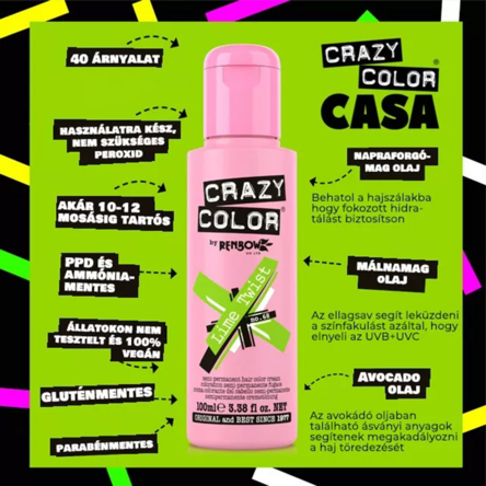 Crazy Color hajszínező 100ml No.68 - Lime Twist