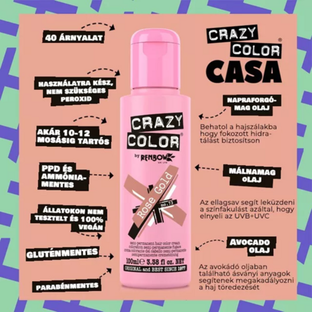 Crazy Color hajszínező 100ml No.73 - Rose Gold