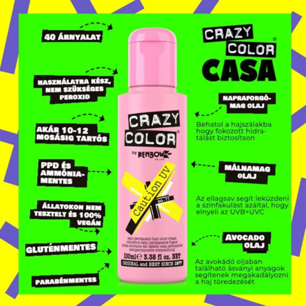 Crazy Color hajszínező 100ml No.77 - Caution Neon Yellow