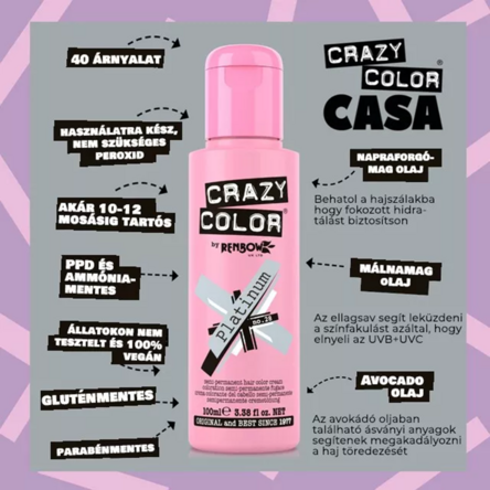 Crazy Color hajszínező 100ml No.028 - Platinum