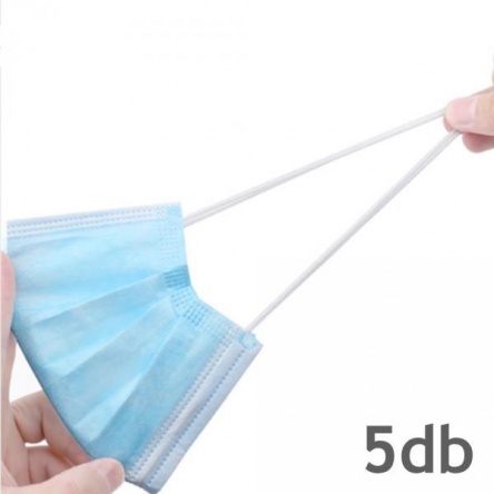 Eldobható higiéniai arcmaszk, 3 rétegű 5db/csomag