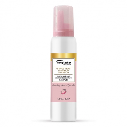 Long Lashes tejszínhab állagú szempilla-és szemöldök sampon - Eper illatú 100ml
