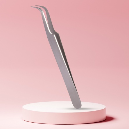 Long Lashes szempilla csipesz hajlított, ezüst