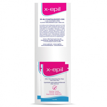 X-Epil Gyantalehúzó csíkok 20 db+2 db olajos törlőkendő