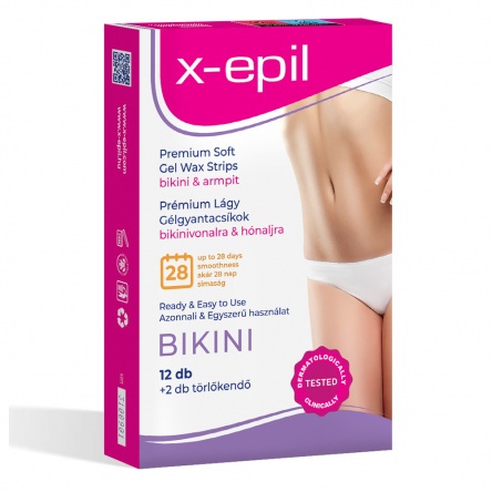 X-Epil Prémium lágy gélgyantacsíkok érzékeny bőrre bikini-hónalj 12db