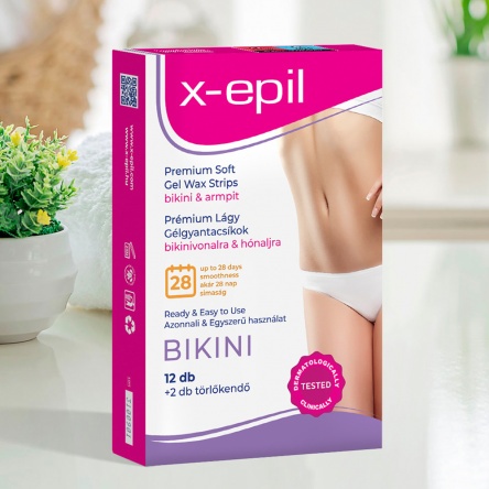 X-Epil Prémium lágy gélgyantacsíkok érzékeny bőrre bikini-hónalj 12db