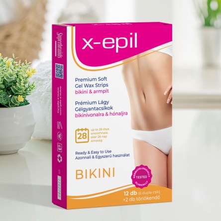 X-Epil Prémium lágy gélgyantacsíkok érzékeny bőrre bikini-hónalj 12db