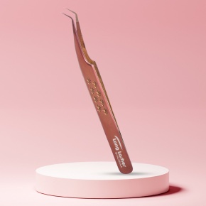 Long Lashes Pro Fiber Volume csipesz - Keskeny fejű, Bronz